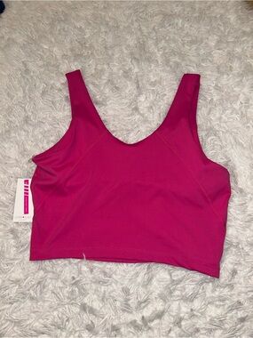 Ultra Flirt dark pink cropped tank top sports bra womans size XL NEW